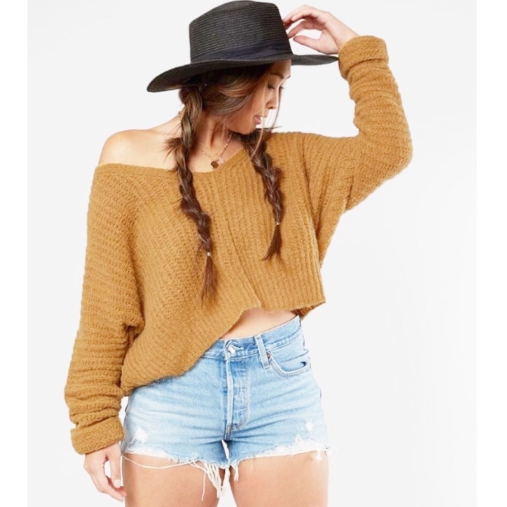 SOLD Free People Moonbeam V-Neck Alpaca Blend Sweater In Noon Sun - Picture 1 of 14
